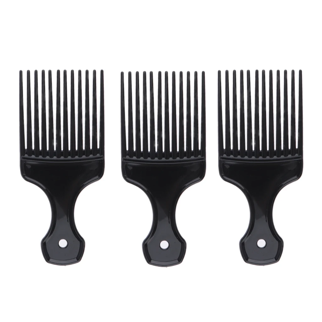 3pcs/set Portable Afro Pick Fork Plastic Curly Hair Comb Long Tooth Hairdressing Light weight Mini Size Convenient