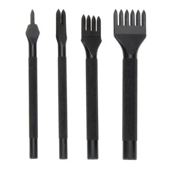 

4Pcs 4mm Prong Leather Craft Tools Hole Punches Stitching Punch Tool Leather Prong Leather Hand Making Tool Kit