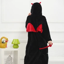 Для взрослых кигуруми Onesie аниме женский костюм Дьявол Хэллоуин косплей мультфильм животных пижамы зима теплая Пижама с капюшоном