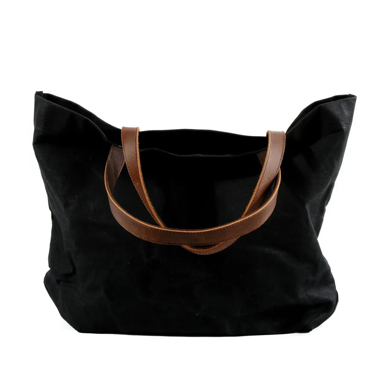 Водонепроницаемая Холщовая Сумка с масляным воском, Женская Большая Сумка-тоут, модная плиссированная женская сумка на плечо, вместительная Офисная женская сумка, сумки - Цвет: Черный
