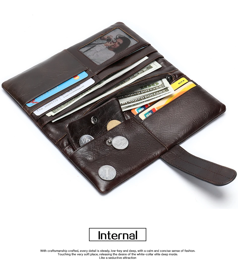16 Wallet Men Leather Man Wallets Purse for Card Holder Men 's Wallet Clutch with Coin Pocket Slim Long Male Money Bag