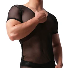 Для мужчин Прозрачная Футболка пикантные сетчатые топы футболки для девочек человек Tight Singlet мужской тонкий Корректирующее белье Мужской основной повседн