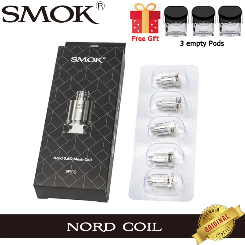 5PCs/lot Original Smok Nord Coil 1.4ohm mesh 0.6ohm coil Ceramic Coil 1.4ohm MTL coil 0.8ohm head for E Cigarette SMOK Nord Vape