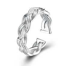 New 925 Knitted Shape Ring Silver Color Plating Open Finger Ring Nice ACC Jewelry for Women Friend Christmas Gift