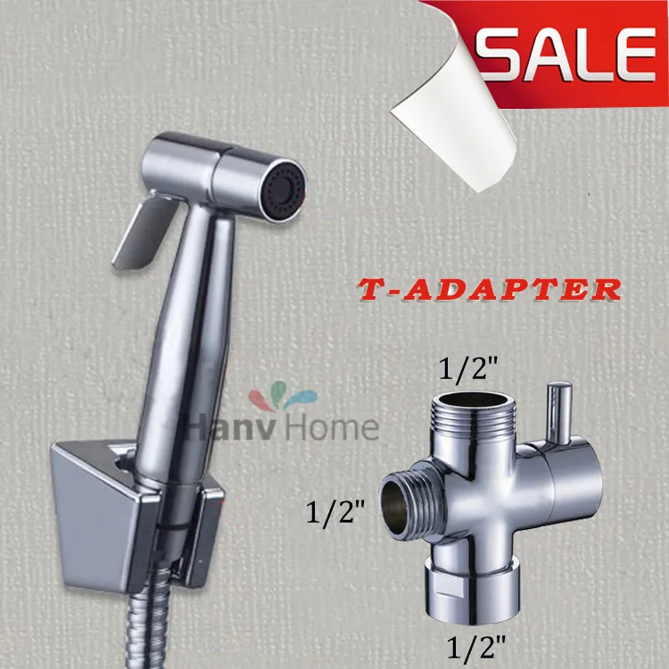 New StainlessSteel Shattaf Bidet Sprayer spray Douche kit +G1/2"Brass T