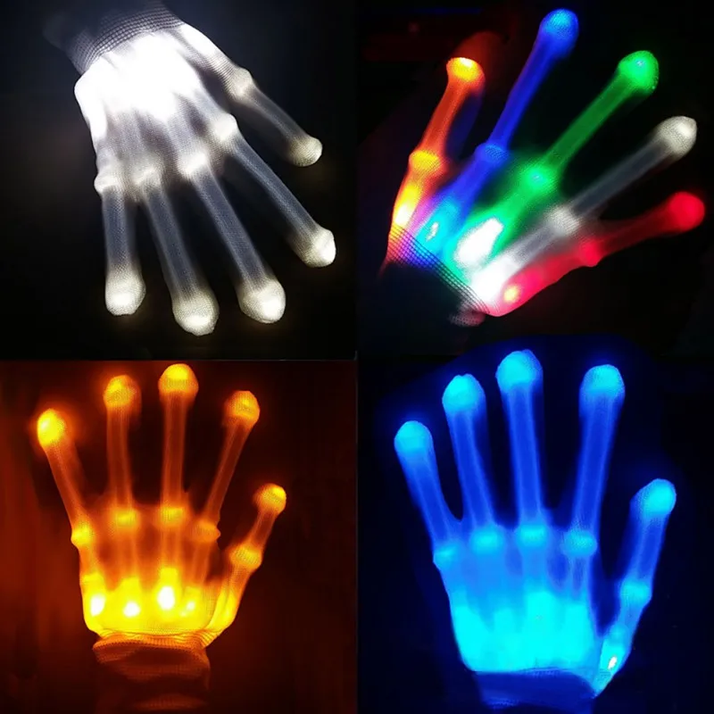 Пара красосветодио дный светодиодных перчаток Rave Light Finger Lighting мигающие перчатки унисекс скелетная перчатка