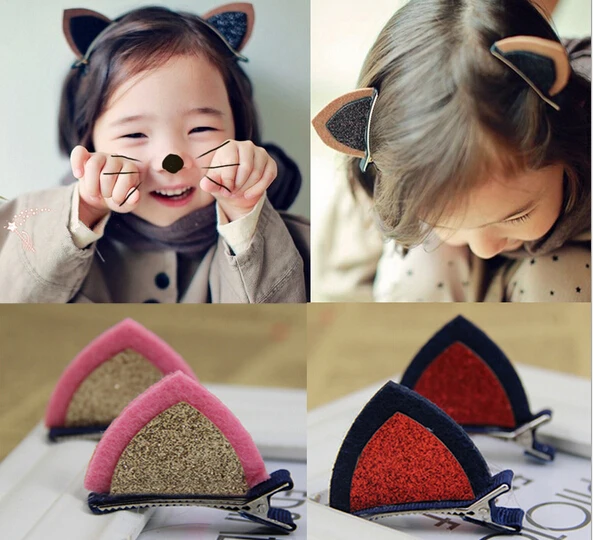 New Stereo double cat ear clip girl baby headwear hair accessories for