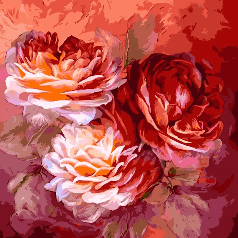 

Painting By Numbers DIY Dropshipping 40x50 50x65cm Delicate blooming peony Flower Canvas Wedding Decoration Art picture Gift