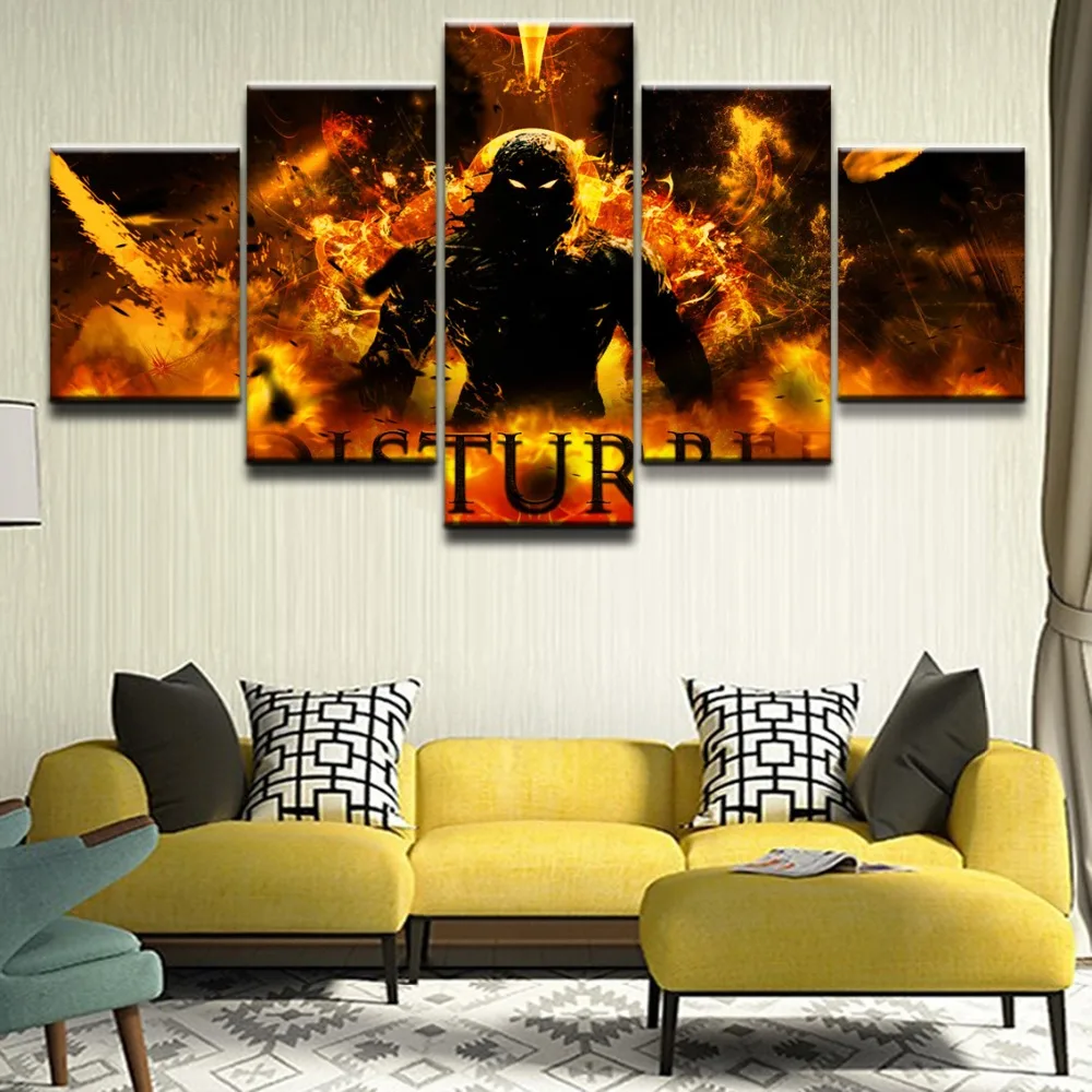 

Modular Pictures Living Room HD Printed Canvas 5 Pieces Disturbed Heavy Metal Painting Home Decor Poster Wall Art Framework