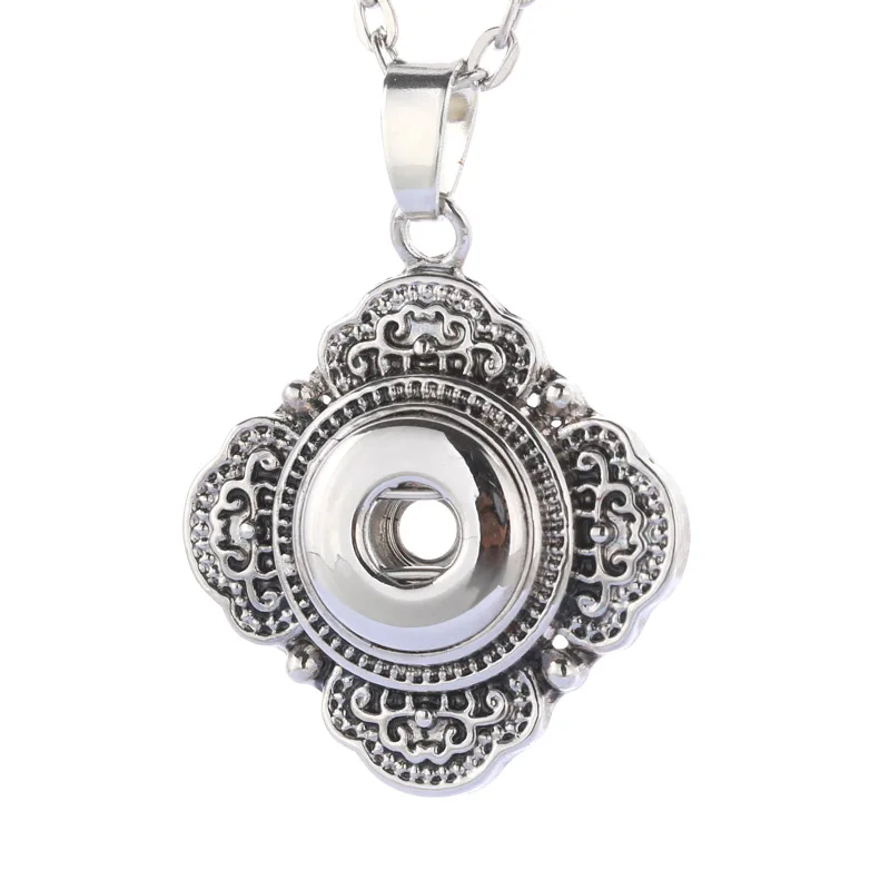 

Boom Life New Fashion Snap Jewelry Buttons Necklaces Link Chain 60CM With Crystal Pendant Fit 12MM Snap Buttons Jewelry