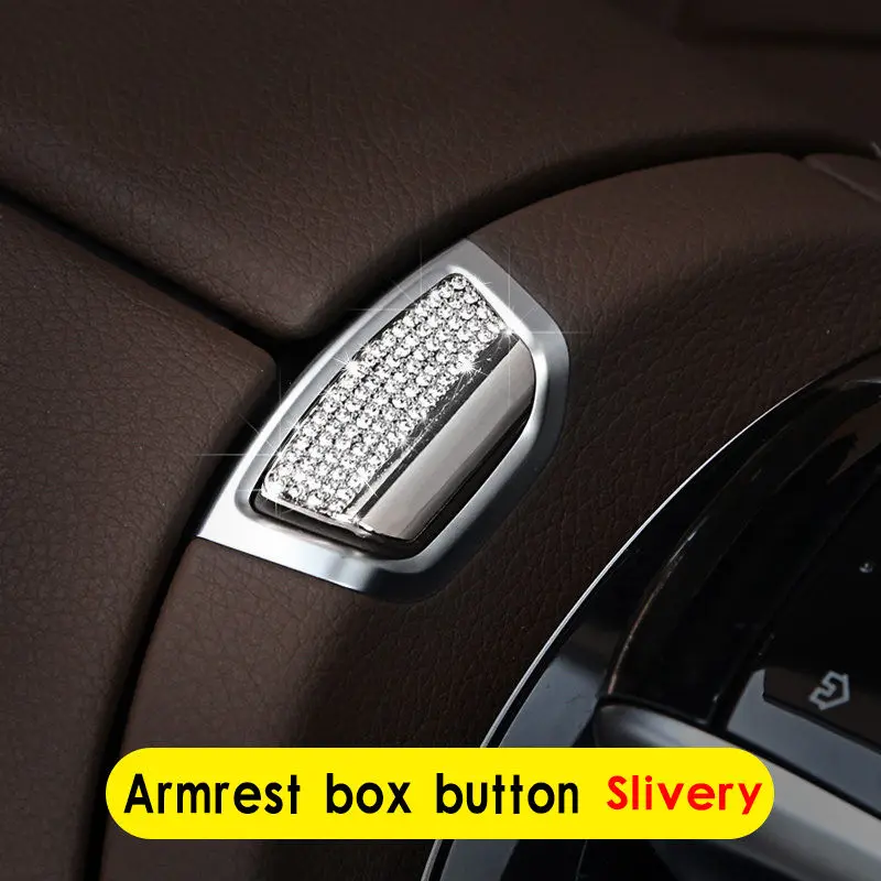 Кольцо-часы, кнопка регулировки сиденья, крышка воздушного выхода, накладка, бриллиантовый интерьер, аксессуары для автомобиля, аксессуары для Mercedes Benz E Class - Название цвета: Armrest box button