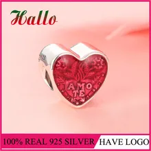 Украшения из серебра 925 пробы латинский, любовь, сердце Шарм для браслета браслет argent 925 бусины для изготовления ювелирных изделий Серебро 925 ювелирные изделия