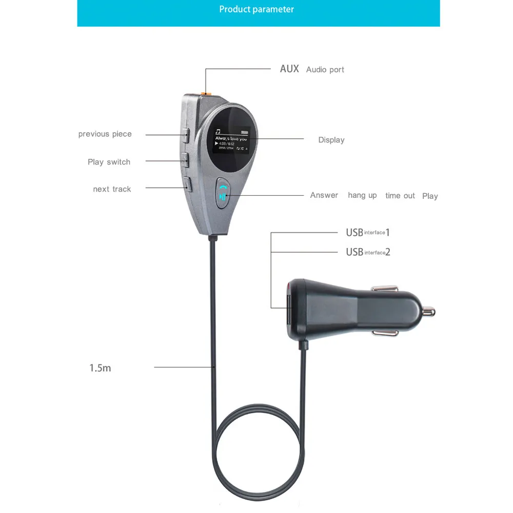 Винтажный радио Многофункциональный беспроводной Handsfree автомобильный комплект fm-передатчик MP3-плеер Адаптер зарядного устройства с двойным USB модулятором H0130 - Формат цифровых медиаданных: A