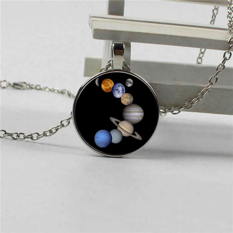 

Heat! 2018 hot fashion nine planets crystal pendant necklace for men and women clothing accessories jewelry