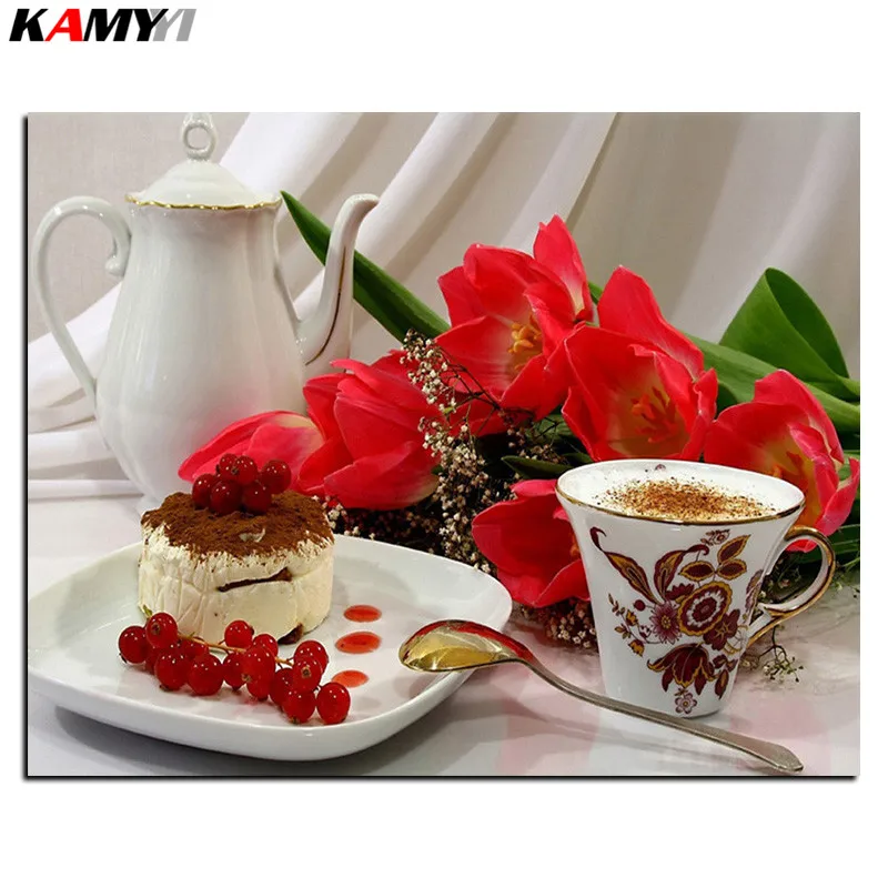 

5D Diy diamond painting cross stitch Coffee and cake Full Square Diamond embroidery Needlework Rhinestone Mosaic Crafts B621