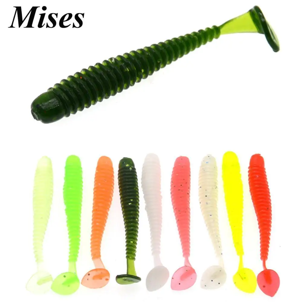 

Mises 5cm 0.75g 2/4/6/10pcs Silica Gel Floating Bionic T-tail Soft Bait Lure Crank Hook Artificial Soft Worm Bait Fishing Lure