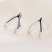 Популярные новые изысканные корейские модные ювелирные изделия из стерлингового серебра 925 пробы Серьги-гвоздики Wishbone маленькие простые серьги SE17