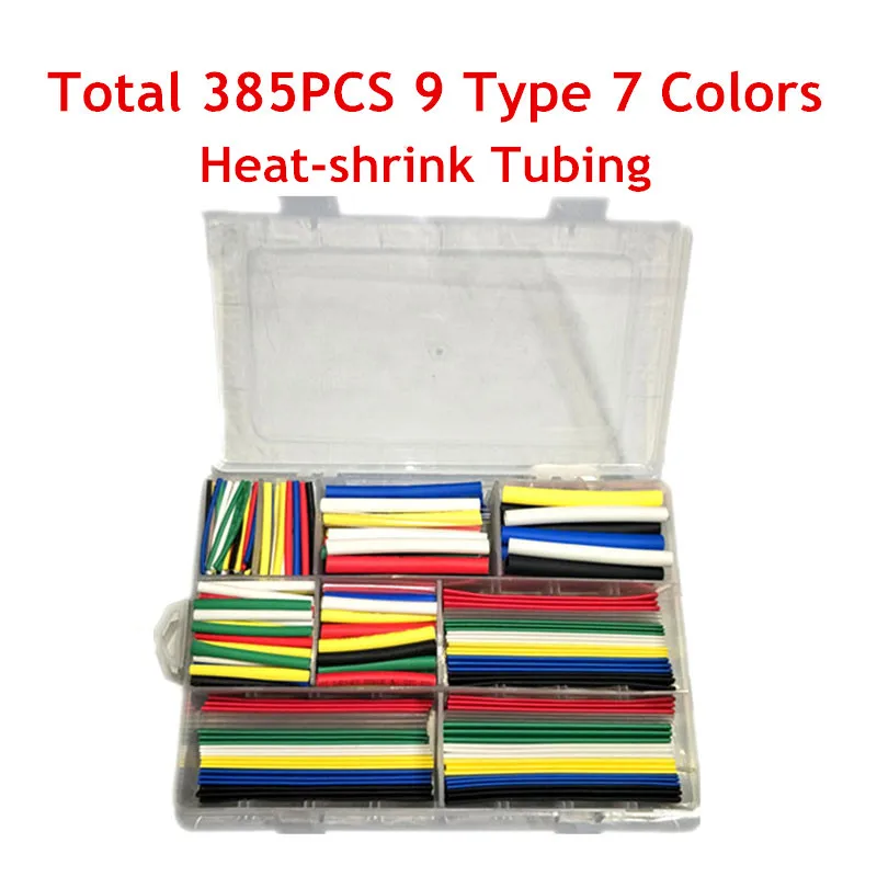 

385PCS Heat Shrink Tubing 9Type 7Colors DIY Home Set Automotive Circuit Modification Electrical Tape Maintenance Insulation Set