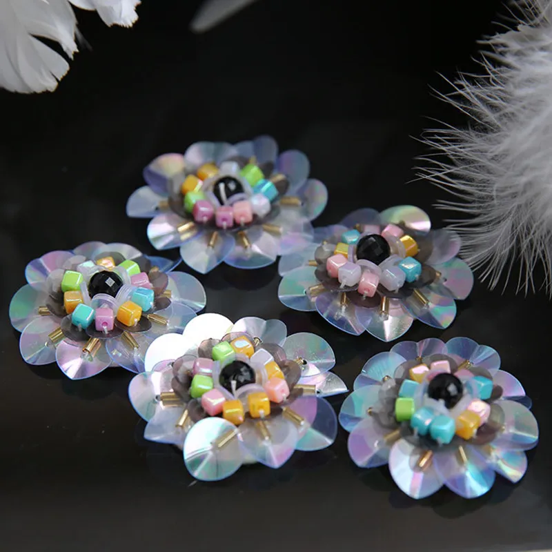 Large Sequin Flower Patches Beaded Flower Appliques Patches Sew On