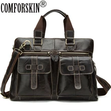 COMFORSKIN Новое поступление Гарантировано натуральная кожа брендовая дизайнерская мужская сумка большая емкость винтажные мужские кожаные сумки