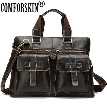 

COMFORSKIN New Arrivals Guaranteed 100% Genuine Leather Brand Designer Male Totes Large Capacity Vintage Men Leather Handbags