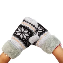 Женские зимние теплые перчатки для снежной погоды, вязаные крючком перчатки из искусственной шерсти, перчатки для полных пальцев, элегантные женские перчатки Luvas C20