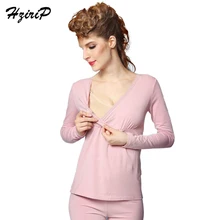 HziriP для беременных женщин Весна Осень Грудное вскармливание костюмы термобелье пижамы хлопок свитер брюки кормящих модная ночная рубашка