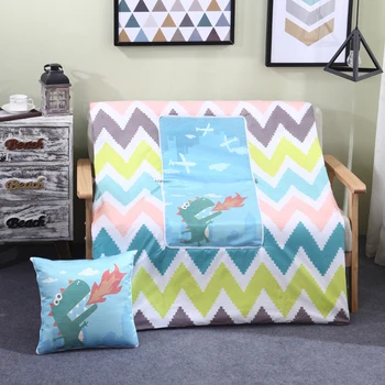 

Cute Cartoon Cushion Dinosaur Zebra Panda Cat Dog Print Rainbow Striped Portable Air Conditioner Pillow Blanket for Car Sofa