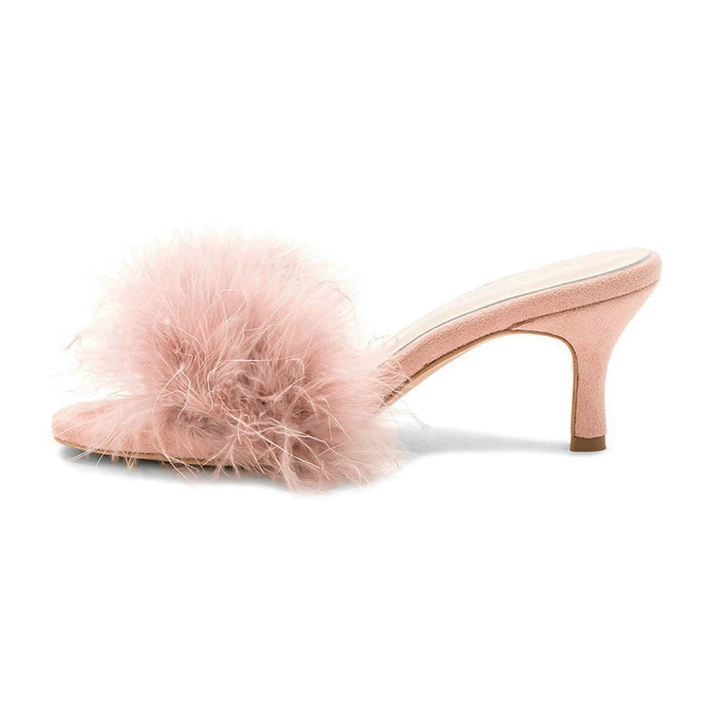 round open toe stiletto heels women slippers pink01