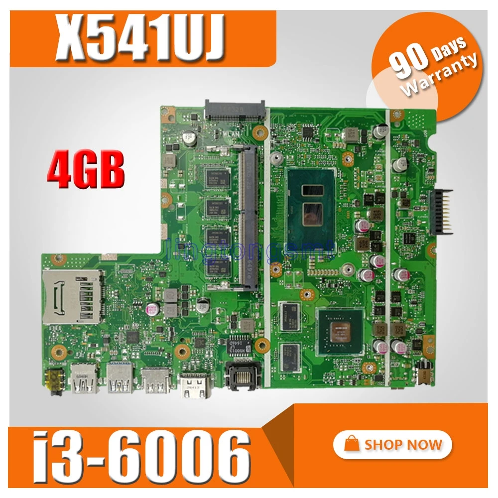 

X541UJ i3-6006 CPU GT920M 2GB Onboard 4GB RAM DDR4L For ASUS X541UJ X541UVK Laptop Motherboard 100% Tested
