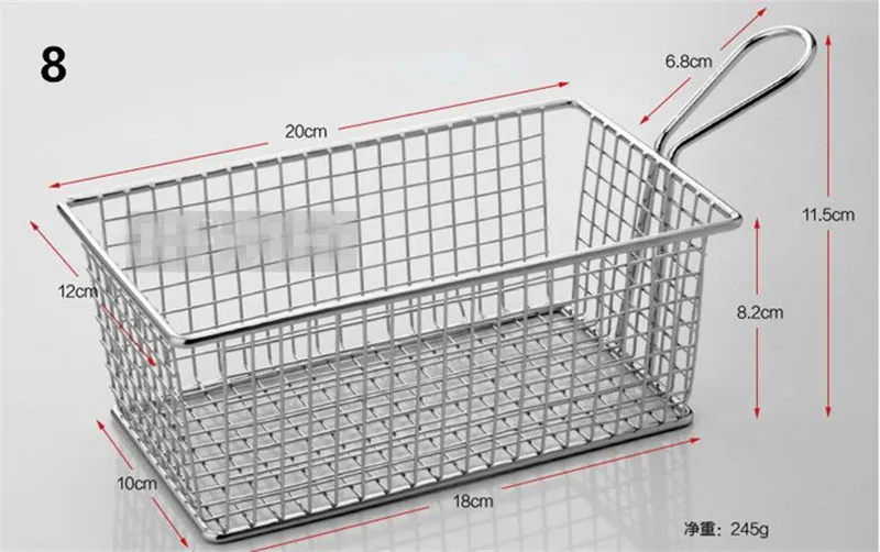 304 корзина для жарки картофеля фри из нержавеющей стали кухонный инструмент дуршлаг сетчатая Корзина Сетчатый Фильтр чипы шеф-повара промывка паром деформация - Цвет: 8