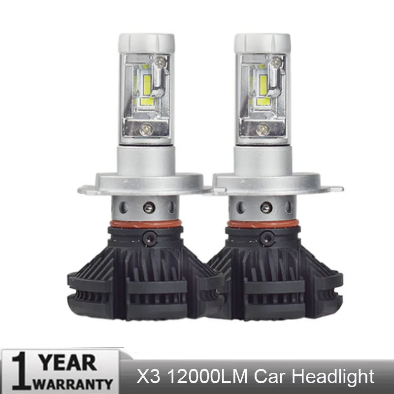 X3 Car Headlight LED font b lamp b font 50W 12000LM 3000K 6500K H1 H4 H11