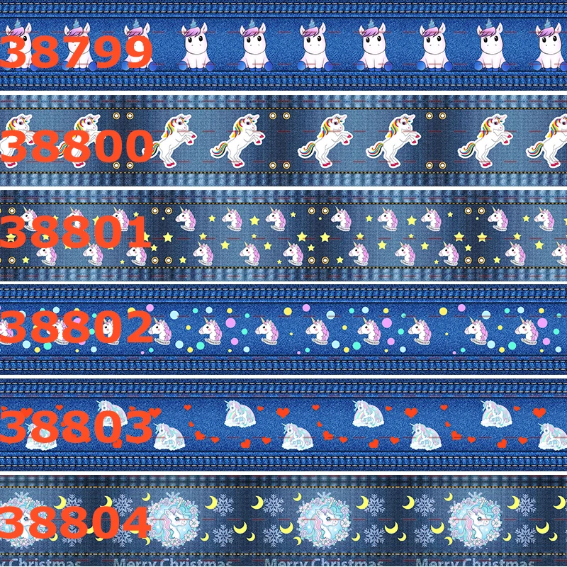 10yards - different sizes -Cartoon pattern printed Grosgrain ribbon unicorn/Dolls/Sesame street/denim | Дом и сад