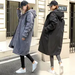 Одежда из хлопка для Для женщин длинная куртка с капюшоном, Куртка "бойфренда", зимняя Корейская парка пальто для влюбленных большой