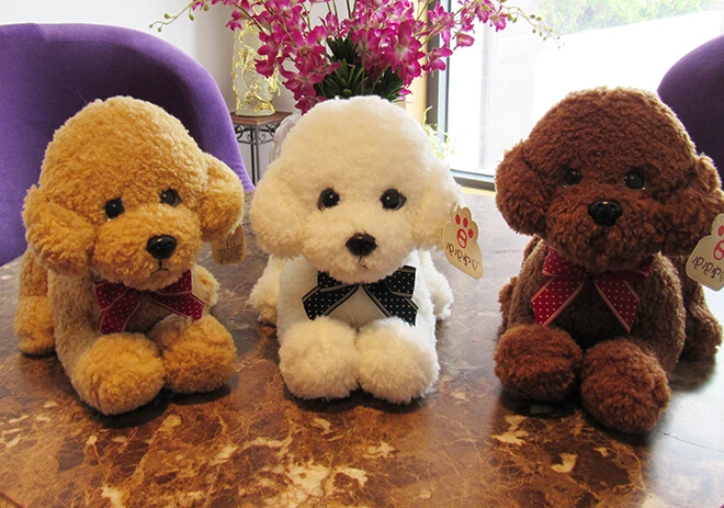 Super cute 1pc 30cm cartoon lying Poodle Teddy dog soft