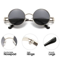 VIVIBEE Lunettes de soleil vintage steampunk rouges pour hommes, lunettes rondes punk en alliage métallique rétro, lunettes de soleil pour femmes, lunettes de style gothique 2026 3