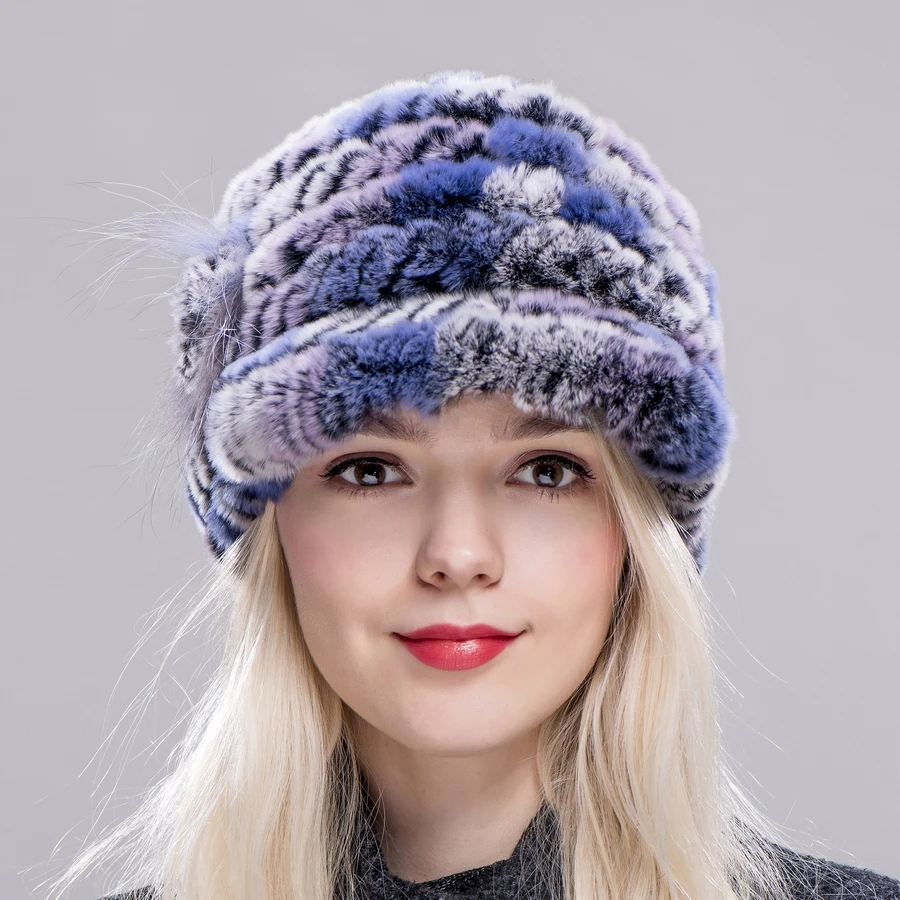 FXFURS الحقيقي الفراء كاب محبوك الطبيعي الأرنب الفراء كاب للنساء الشتاء نوعية جيدة الإناث أرنب ريكس بلغت ذروتها الفراء القبعات الأذن الدافئة