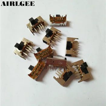 

10 Pcs x Panel PCB 8 Pin 3 Position 2P3T DP3T Slide Switch Side Knob 0.5A 50V DC