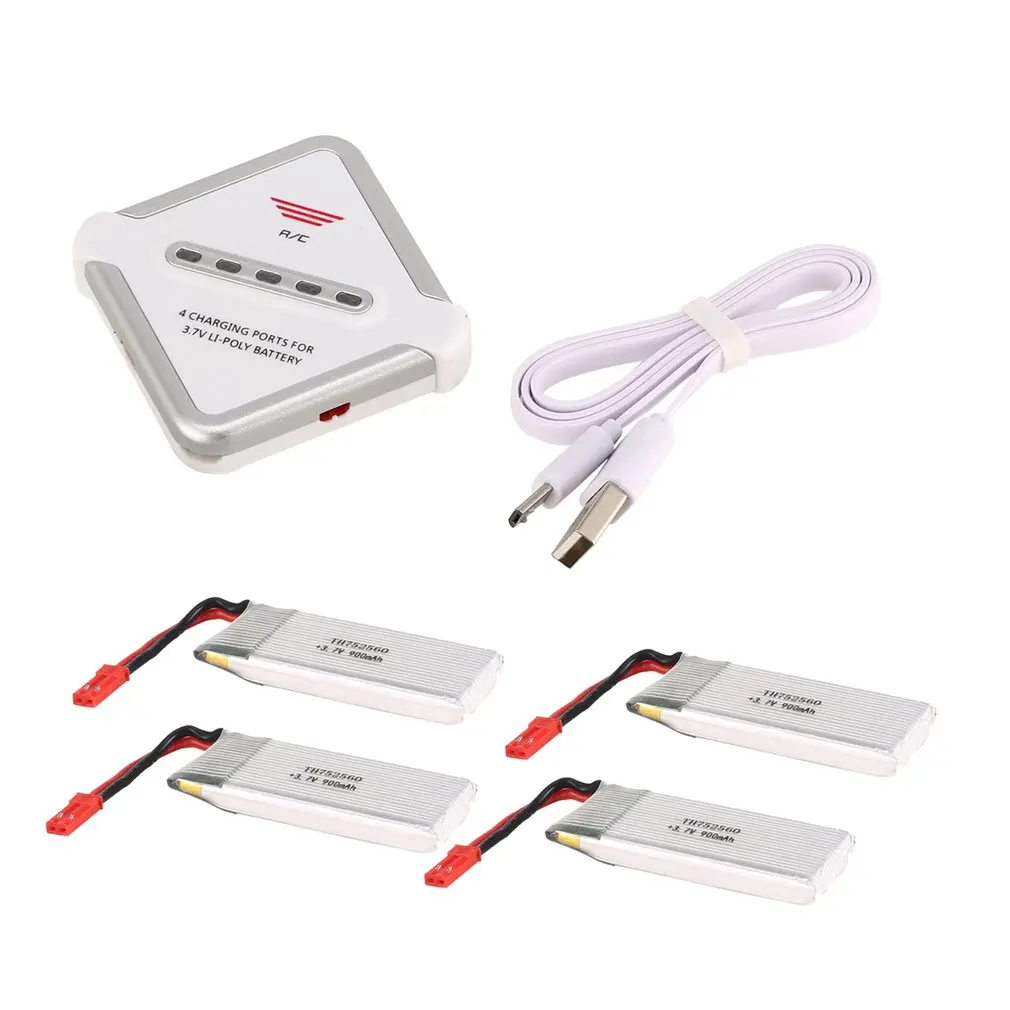 

4PCS 3.7V 900mAh Li-po Battery with 4 in 1 Charger for 8807/8807W RC Drone Quadcopter Aircraft UAV Spare Part Accessories