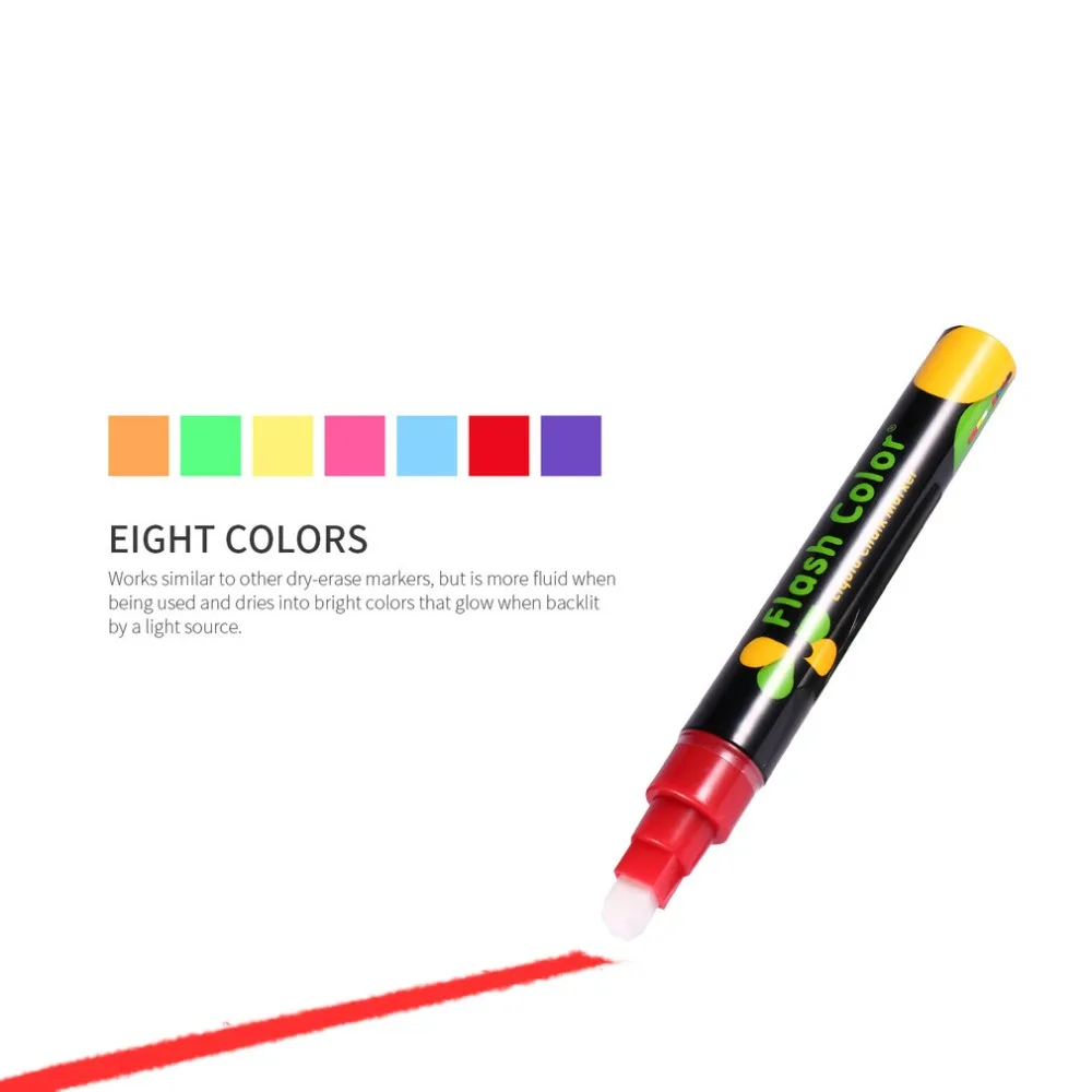 

8 Colors/box 6/8/10mm Highlighter Fluorescent Liquid Chalk Marker Pen for LED Writing Menu Board Glass Window Sign