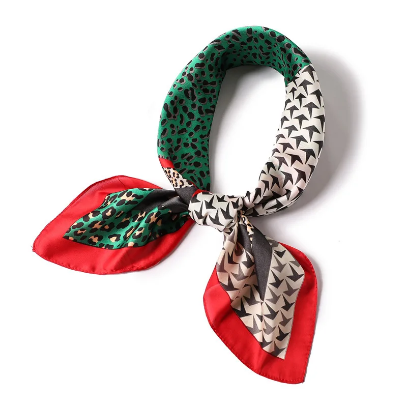 2019 New Women's Silk Scarf Square Female Shawls Wraps Leopard Print Small Office Scarf Hair Scarf Hijabs Scarf Foulard Bandana