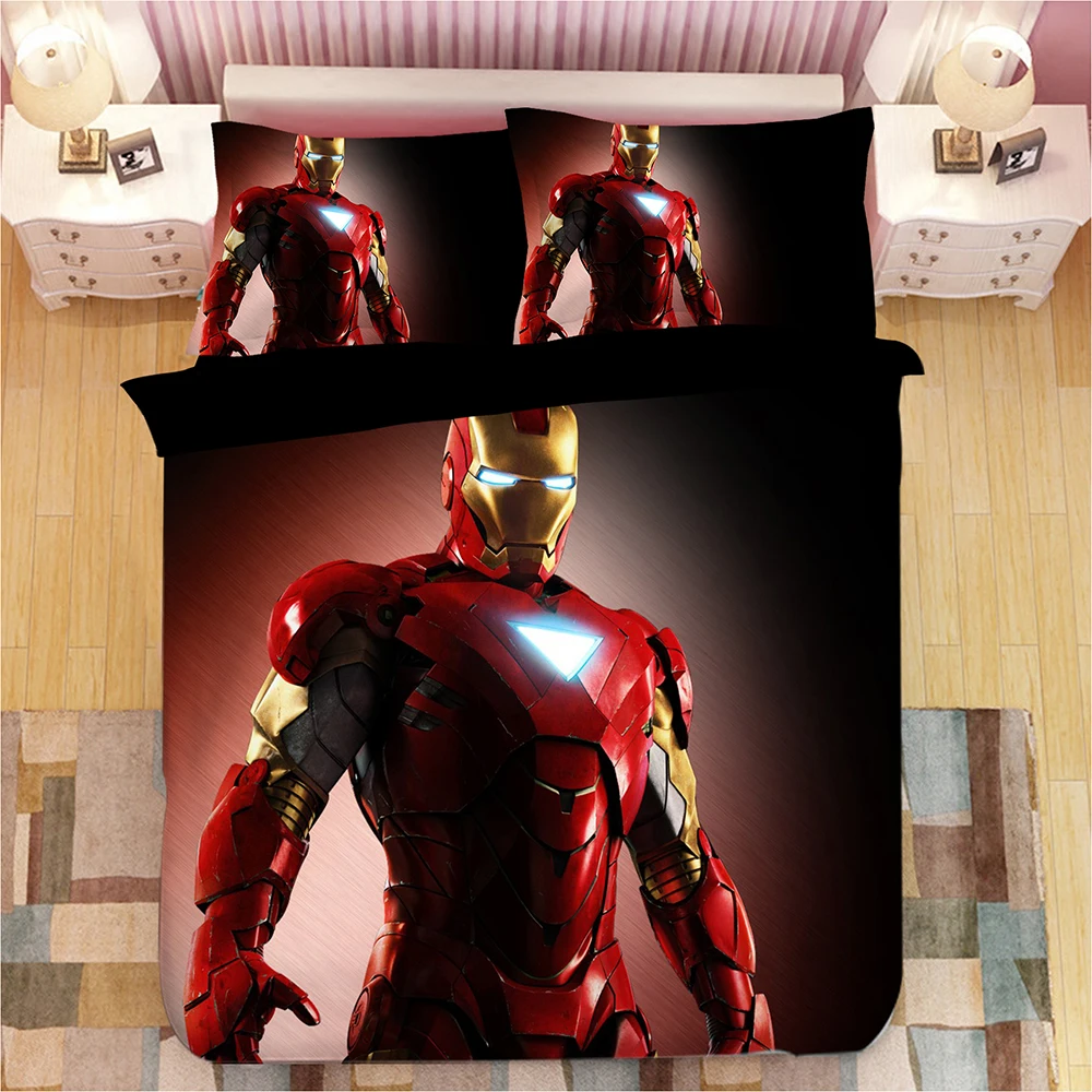  Disney Cartoon Iron man bedding set for bedroom decor single bed sheets quilt twin size duvet cover - 33041777156