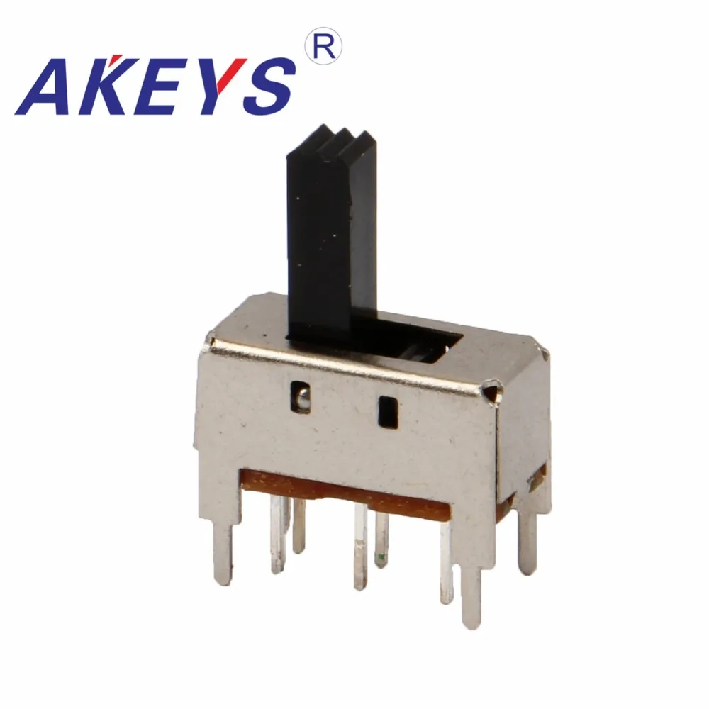 

20PCS SS-23D04 2P2T Double pole double throw 3 position slide switch 6 solder lug pin verticle type with 4 fixed pin