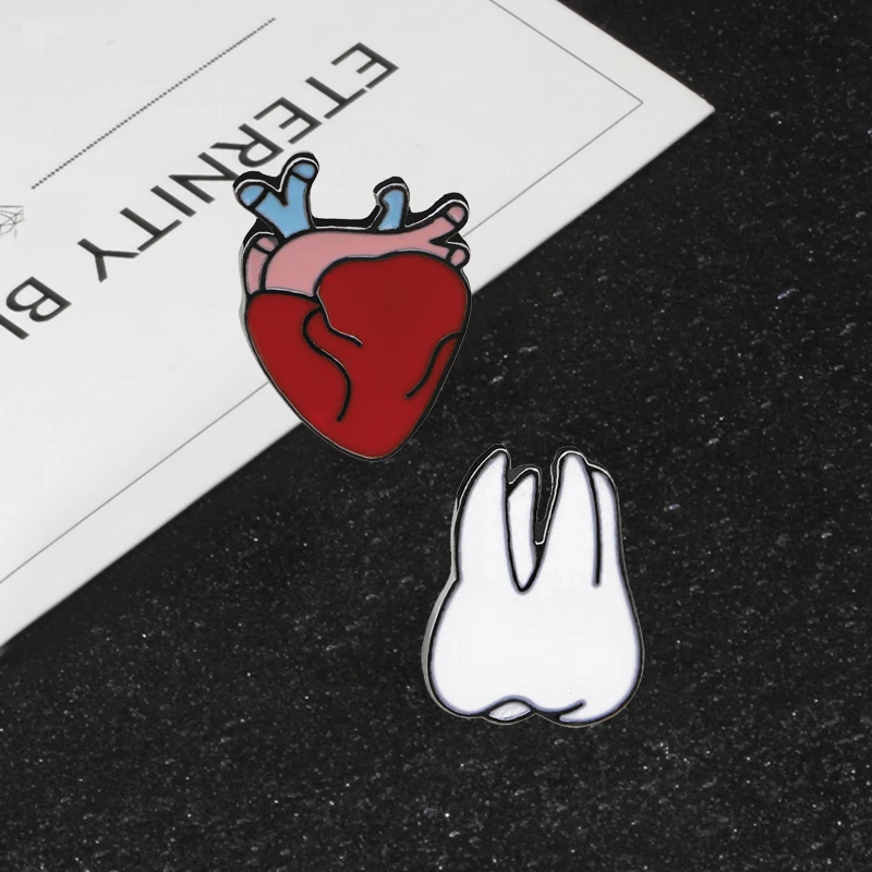 

New Creative Personality Fashion Pin for Women Man Cartoon Heart Teeth Enamel Pins Nurse Doctor Bag Hat Coat Badge Kids Gift