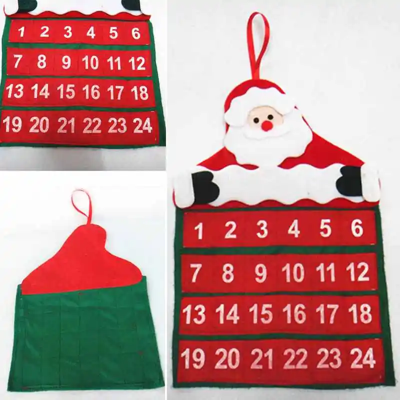 

Santa Claus Christmas Calendars wall hanging Decoration Fabric Xmas Advent Countdown Calendar Christmas Decorations hot sale