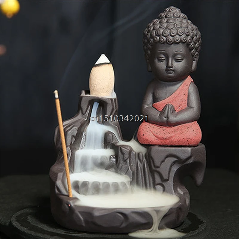 

Ceramic Censer Little Monk Smoke Backflow Cone Censer Holder Incense Burner Decoration
