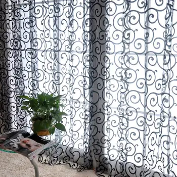 

Fashion Floral Tulle Voile Door Window Curtains Drape Panel Sheer Scarf Valances