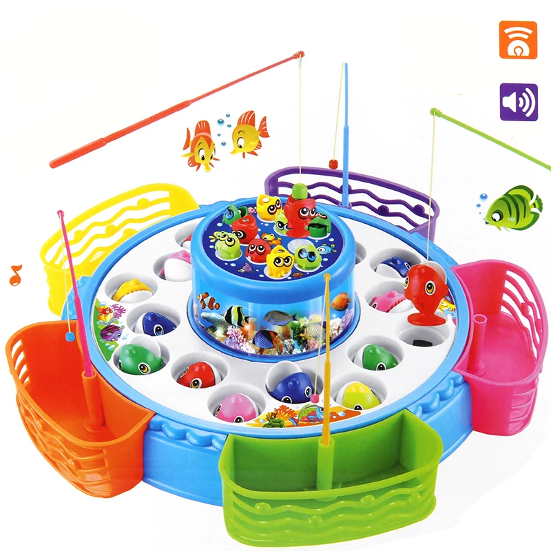 KAWO Kids Fishing Toy Electric Fishing Toy Musical Plastic