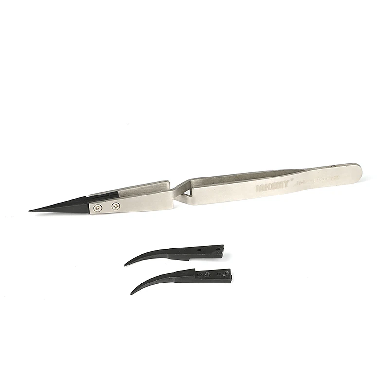 

Jakemy TC-T10-12 Stainless Steel Tweezers Plastic Pliers Head Precision Electronic Wrist Watch Home Repair Tool