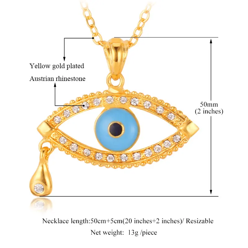 U7 Blue Pendant Jewelry Gift Women/ Men 